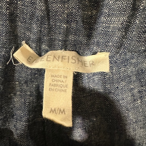 Eileen Fisher Hemp Organic Cotton Pants Womens M Blue Tapered Slit Hem Casual - Picture 6 of 7